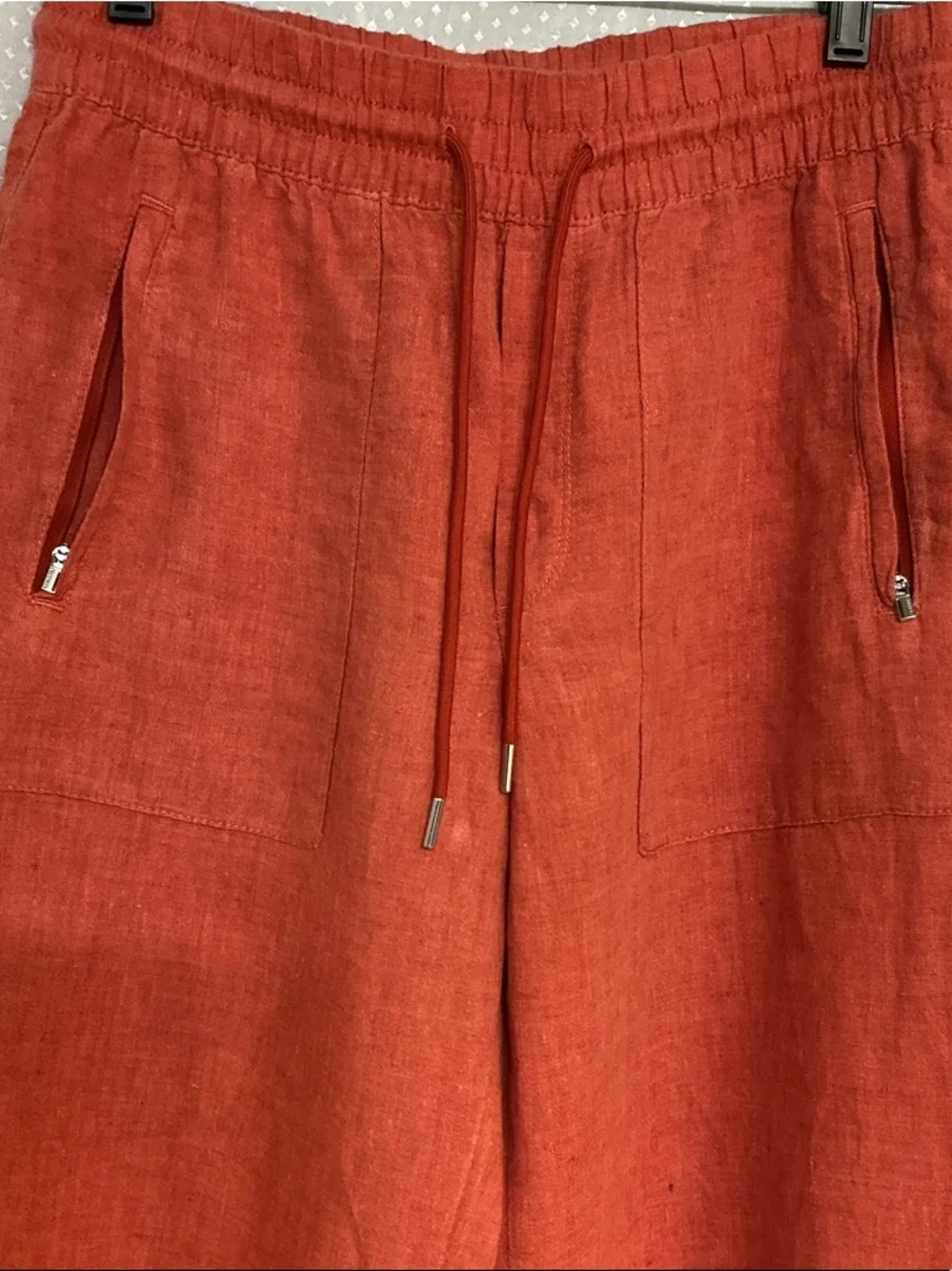 Athleta Rust Drawstring Linen-Blend Joggers